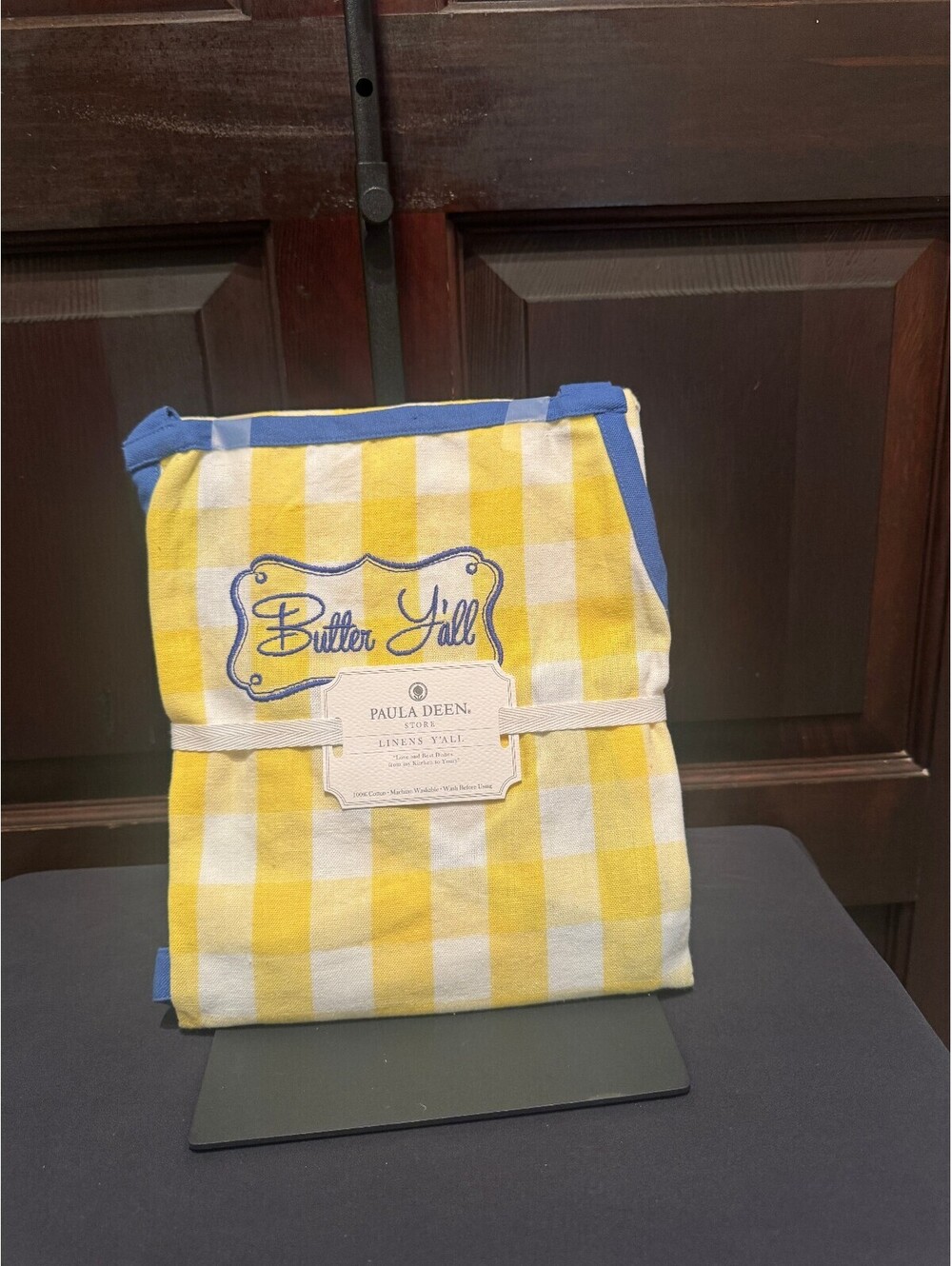 Paula Deen Butter Y'all Yellow Check Kitchen Apron